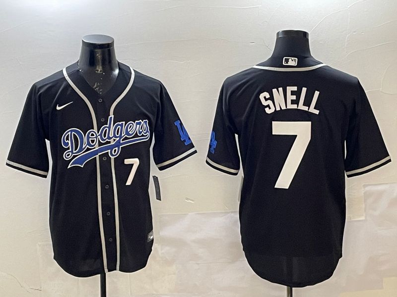 Men Los Angeles Dodgers #7 Snell Black Fashion Game 2025 Nike MLB Jersey style 2